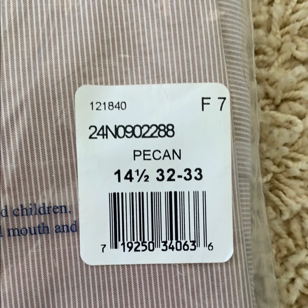 Tommy Hilfiger Tan and White Dress Shirt Classic Style athletic fit  14.5 32/33 - Picture 4 of 11